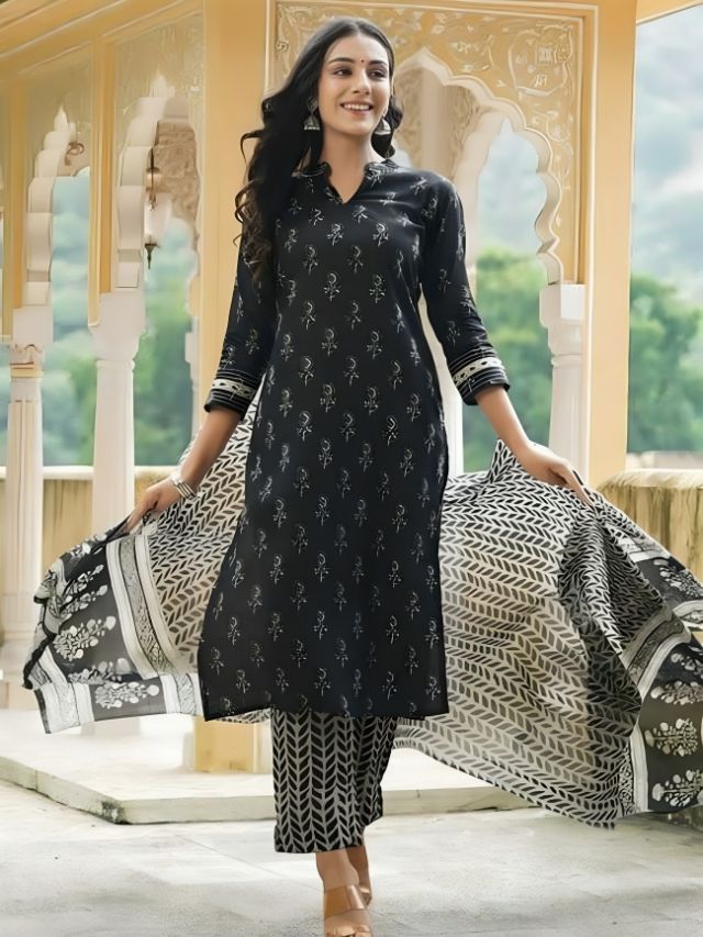 Cotton Kurti and Dupatta Set